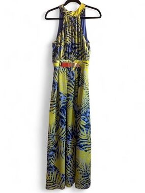 Guess by Marciano Yellow & Blue Tropical Print Maxi Dress